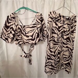 H&M Zebra Print Skirt Set - Black and Cream